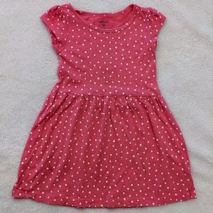 Carter's Pink w/ White Hearts Casual short sleeve dress. Size 3T
